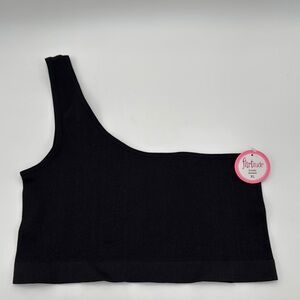 NWT Flirtitude Bralette Black Seamless One Shoulder Size XL